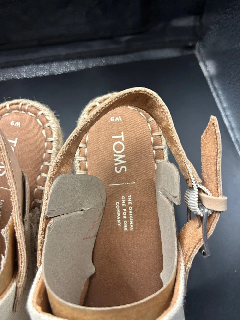TOMS Beige Canvas Espadrille Slingback Wedges